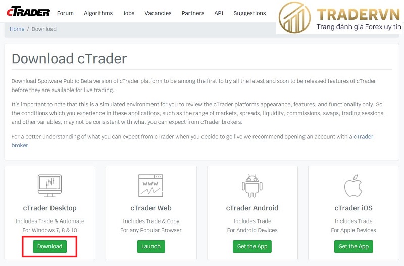 download ctrader cho may tinh