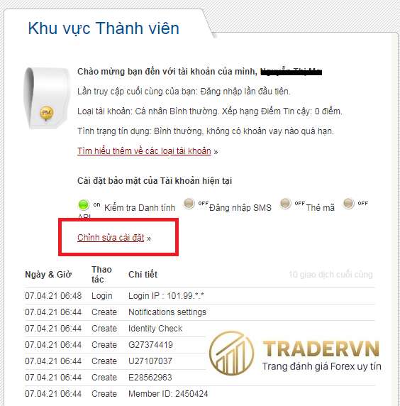 xac minh tai khoan perfect money