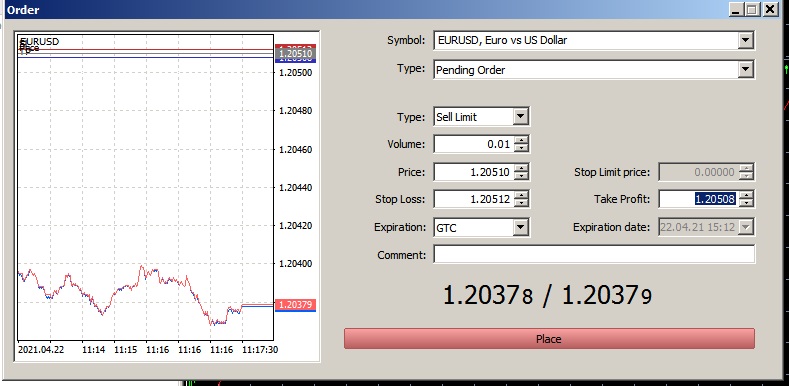 vi du ve lenh sell limit